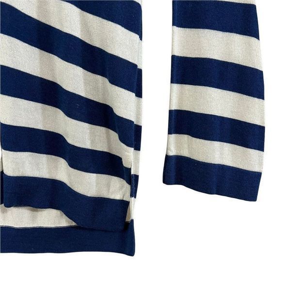 Minnie Rose Silk Cashmere Hooded Tunic Top Size S Deep V-Neck Striped - Picture 3 of 7